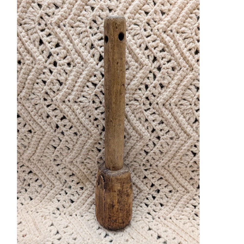 Antique Primitive Wood Potato Masher Pestle Rustic Farmhouse Kitchen Tool 11.5in